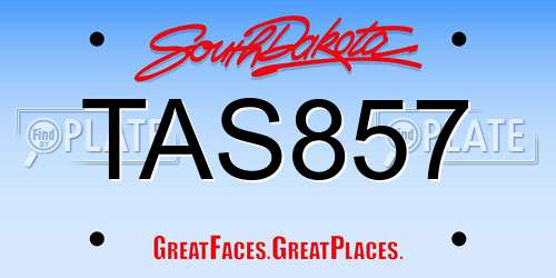 TAS857 South Dakota License Plate
