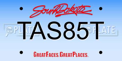 TAS85T South Dakota License Plate