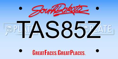 TAS85Z South Dakota License Plate
