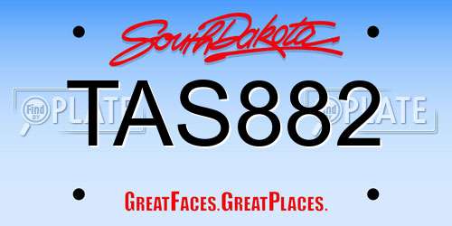 TAS882 South Dakota License Plate