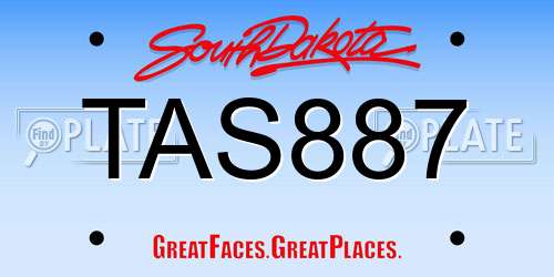 TAS887 South Dakota License Plate