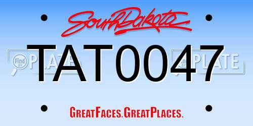TAT0047 South Dakota License Plate