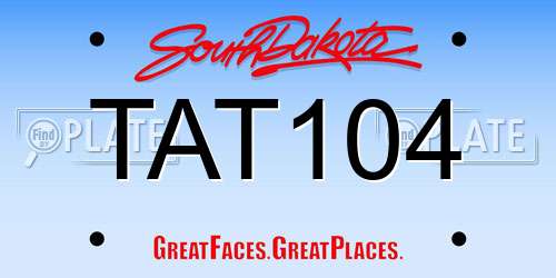 TAT104 South Dakota License Plate