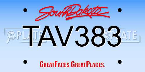 TAV383 South Dakota License Plate