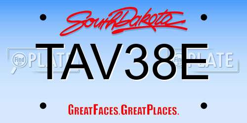 TAV38E South Dakota License Plate