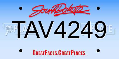 TAV4249 South Dakota License Plate