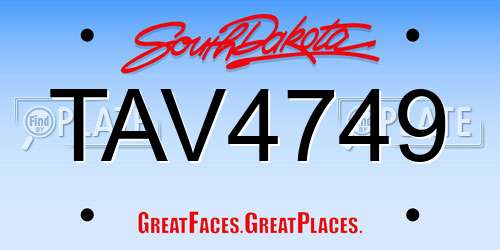 TAV4749 South Dakota License Plate