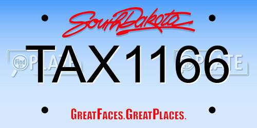 TAX1166 South Dakota License Plate