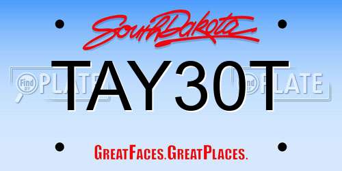 TAY30T South Dakota License Plate