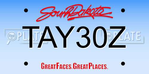 TAY30Z South Dakota License Plate
