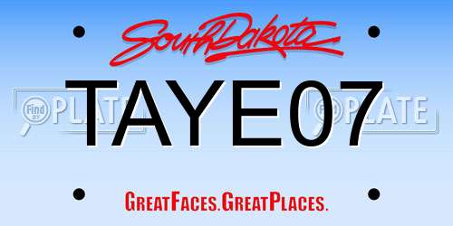 TAYE07 South Dakota License Plate