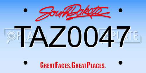 TAZ0047 South Dakota License Plate