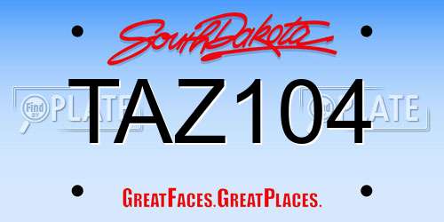 TAZ104 South Dakota License Plate