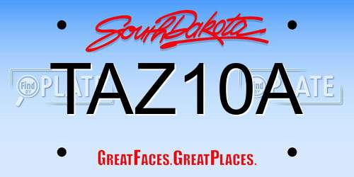 TAZ10A South Dakota License Plate