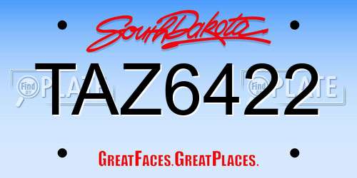 TAZ6422 South Dakota License Plate