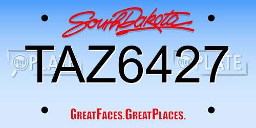 TAZ6427 South Dakota License Plate