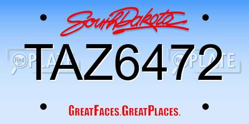 TAZ6472 South Dakota License Plate