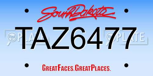 TAZ6477 South Dakota License Plate
