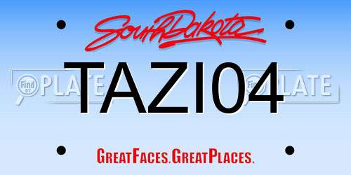 TAZI04 South Dakota License Plate