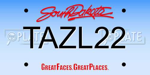 TAZL22 South Dakota License Plate