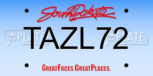 TAZL72 South Dakota License Plate