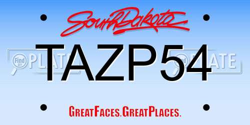 TAZP54 South Dakota License Plate
