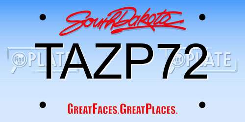 TAZP72 South Dakota License Plate