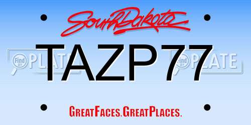 TAZP77 South Dakota License Plate
