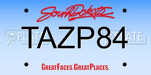 TAZP84 South Dakota License Plate