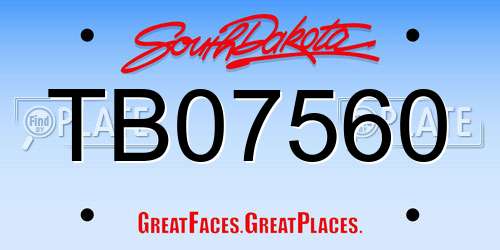 TB07560 South Dakota License Plate