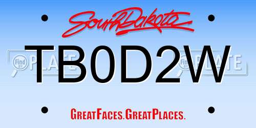 TB0D2W South Dakota License Plate