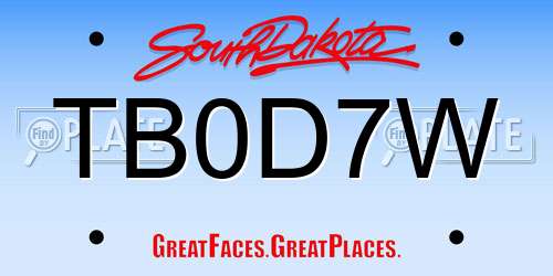 TB0D7W South Dakota License Plate