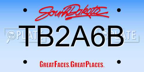 TB2A6B South Dakota License Plate