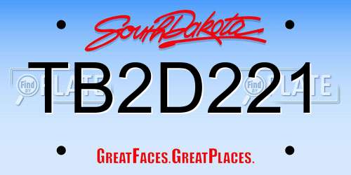 TB2D221 South Dakota License Plate