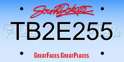 TB2E255 South Dakota License Plate