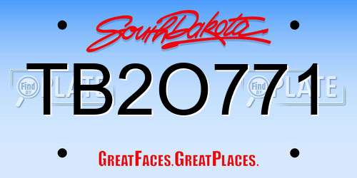 TB2O771 South Dakota License Plate