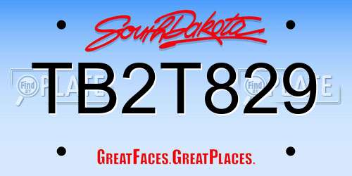 TB2T829 South Dakota License Plate
