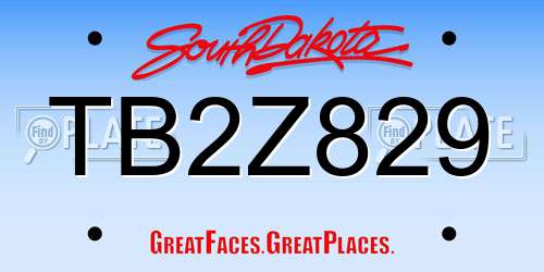 TB2Z829 South Dakota License Plate
