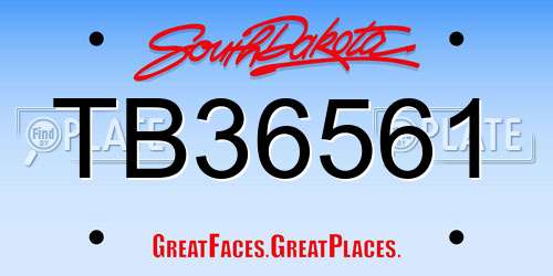 TB36561 South Dakota License Plate