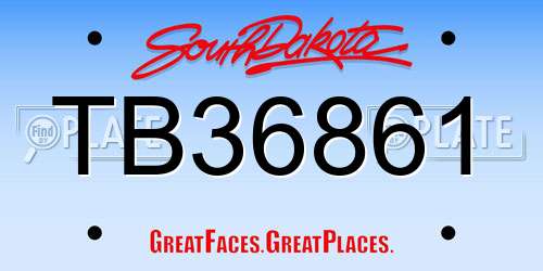 TB36861 South Dakota License Plate