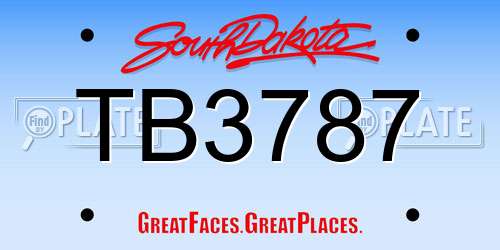 TB3787 South Dakota License Plate