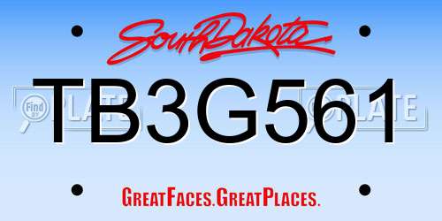 TB3G561 South Dakota License Plate