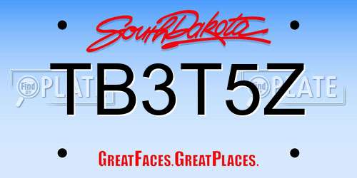 TB3T5Z South Dakota License Plate