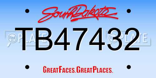 TB47432 South Dakota License Plate