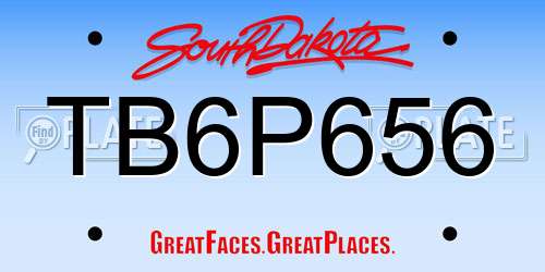 TB6P656 South Dakota License Plate