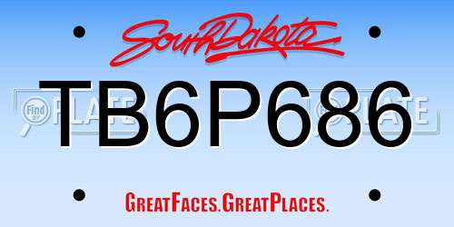 TB6P686 South Dakota License Plate