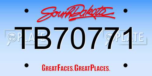 TB70771 South Dakota License Plate