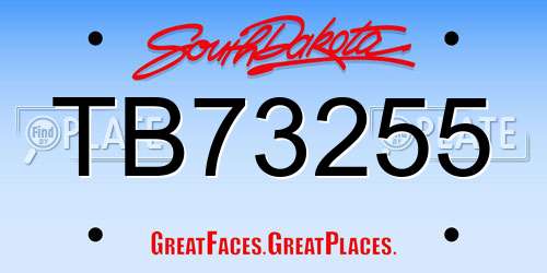 TB73255 South Dakota License Plate