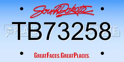 TB73258 South Dakota License Plate