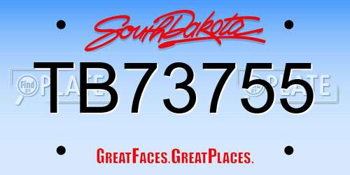 TB73755 South Dakota License Plate